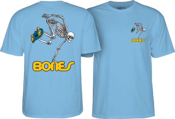 Powell Peralta Skateboarding Skeleton YOUTH T-shirt Carolina Blue