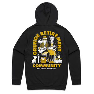 By And By Grunge Retirement Community Hooded Sweatshirt - Black