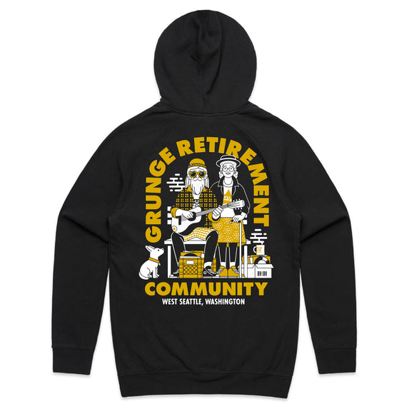 By And By Grunge Retirement Community Hooded Sweatshirt - Black