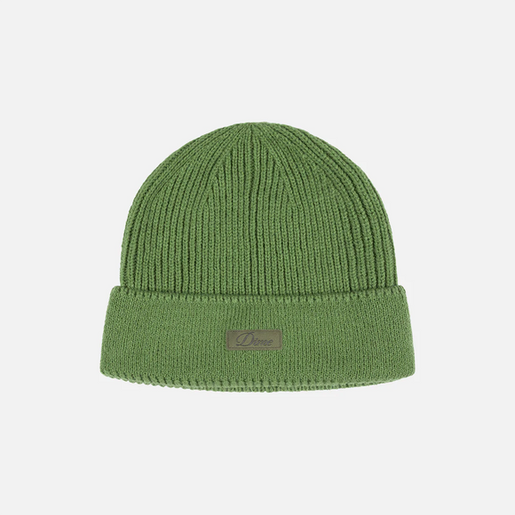 Dime Cursive Ribbed Beanie - Khaki Green