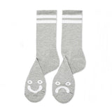 Polar Skate Co Happy Sad Rib Socks - Heather Grey