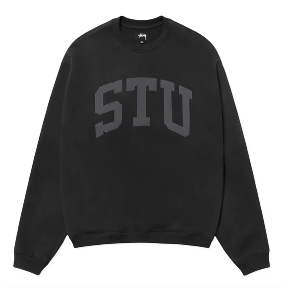 Stussy STU Applique Crew Sweatshirt - Black