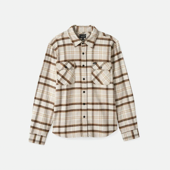 Brixton Bowery Heavy Weight Long-Sleeve Flannel - Beige/Off-White/Desert Palm