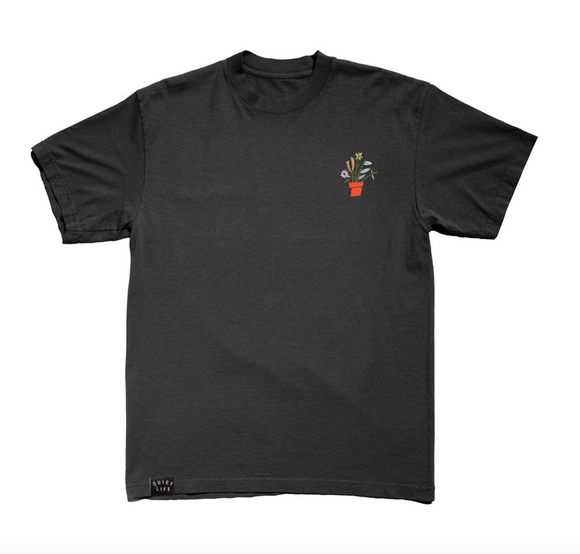 The Quiet Life Plants Embroidered T-Shirt - Black