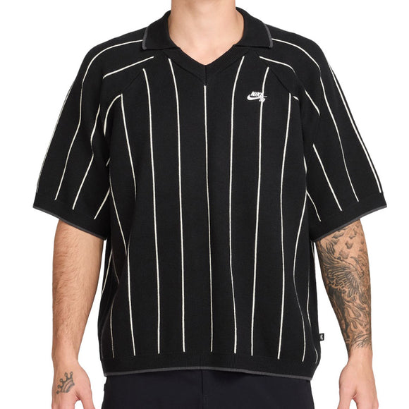 Nike SB Stripe Shortsleeve Polo Sweater - Black/Sail/Black