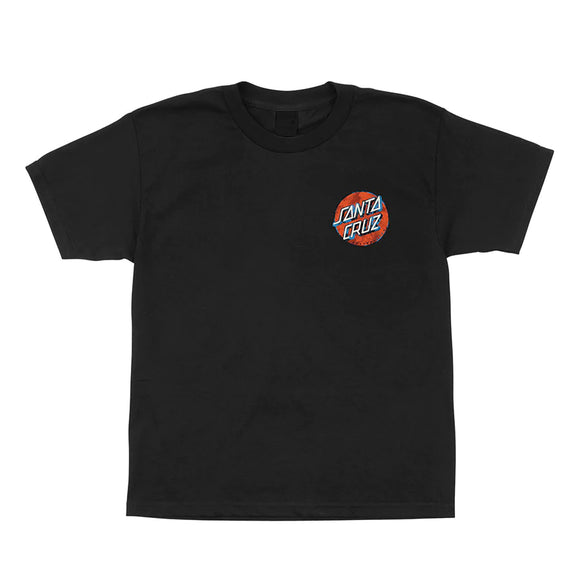Santa Cruz Washed  Dot Youth T-Shirt - Black